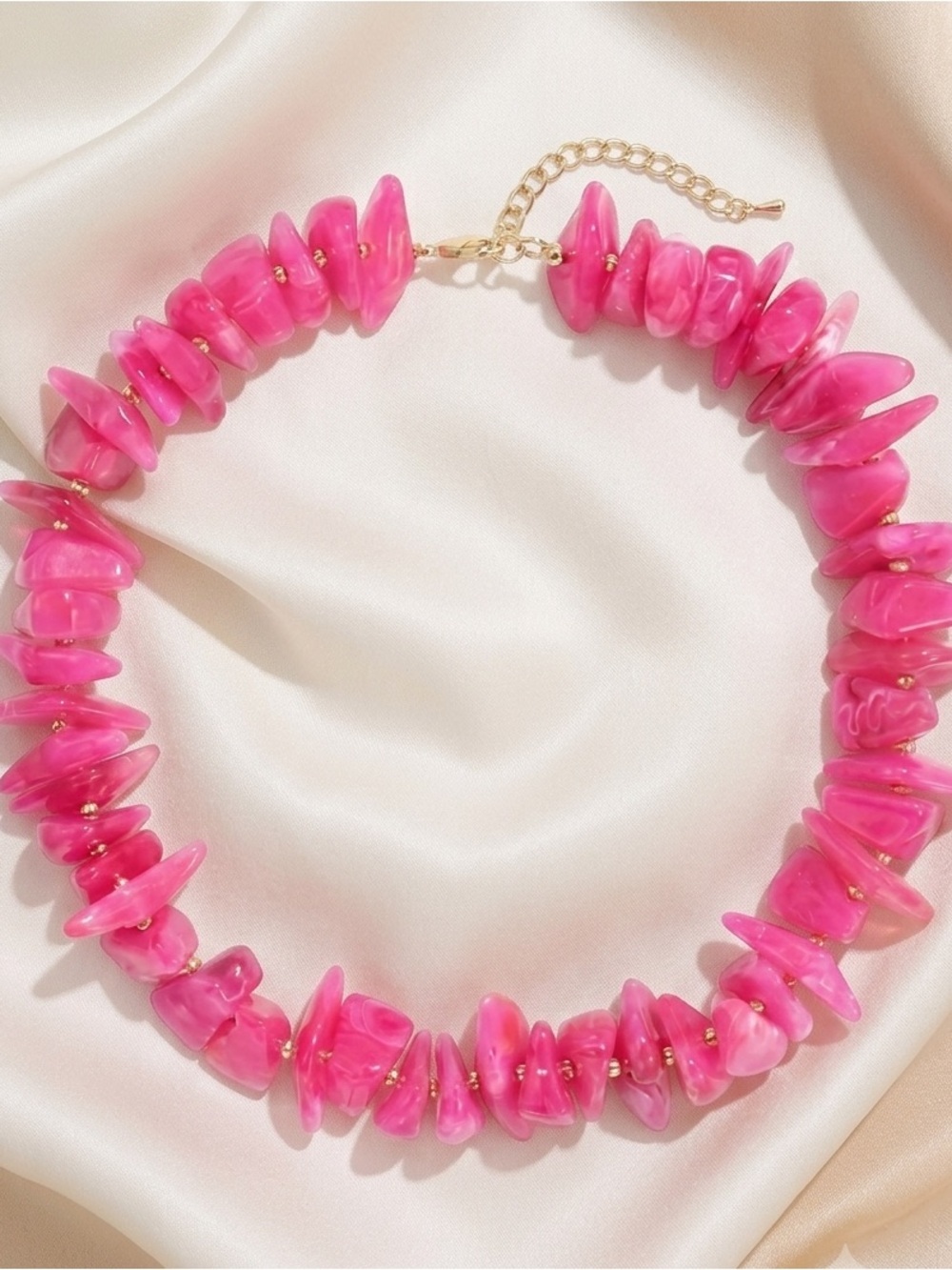 Hot Pink Chip Summer Choker Necklace